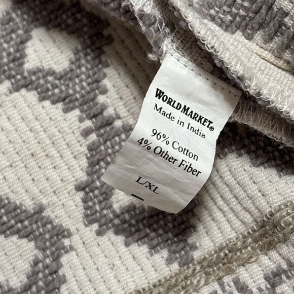 World Market Women's‎ Boho Rug Jacket L/XL Gray Cream Aztec Fringe Trim - Picture 10 of 13